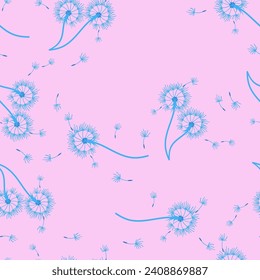 Dandelion para tu diseño en estilo abstracto. Resumen de un bello fondo. Fondo natural. Textura de tela vectorial. Patrón floral sin fisuras en flor. Diseño de arte moderno.