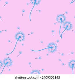 Dandelion for your design in abstract style. Abstract beautiful background. Natural background. Vector fabric texture. Floral seamless pattern in bloom. Modern art design.