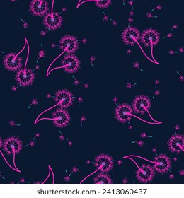 Dandelion para tu diseño en estilo abstracto. Resumen de un bello fondo. Fondo natural. Textura de tela vectorial. Patrón floral sin fisuras en flor. Diseño de arte moderno.