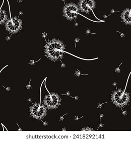 Dandelion for your design in abstract style. Abstract beautiful background. Natural background. Vector fabric texture. Floral seamless pattern in bloom. Modern art design.