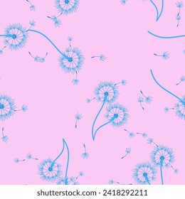 Dandelion para tu diseño en estilo abstracto. Resumen de un bello fondo. Fondo natural. Textura de tela vectorial. Patrón floral sin fisuras en flor. Diseño de arte moderno.