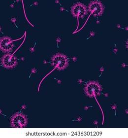 Dandelion for your design in abstract style. Abstract beautiful background. Natural background. Vector fabric texture. Floral seamless pattern in bloom. Modern art design.