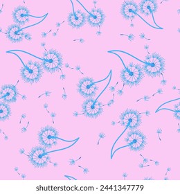 Diente de león para su diseño en estilo abstracto. Fondo hermoso abstracto. Fondo natural. Textura de tela vectorial. Patrón floral sin costuras en flor. Diseño de arte moderno.