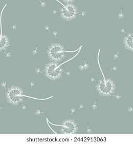 Dandelion for your design in abstract style. Abstract beautiful background. Natural background. Vector fabric texture. Floral seamless pattern in bloom. Modern art design.