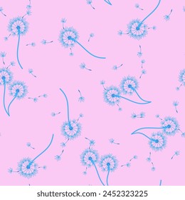 Dandelion for your design in abstract style. Abstract beautiful background. Natural background. Vector fabric texture. Floral seamless pattern in bloom. Modern art design.