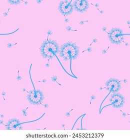 Dandelion for your design in abstract style. Abstract beautiful background. Natural background. Vector fabric texture. Floral seamless pattern in bloom. Modern art design.