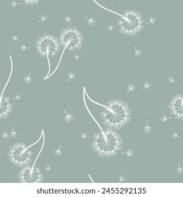 Dandelion for your design in abstract style. Abstract beautiful background. Natural background. Vector fabric texture. Floral seamless pattern in bloom. Modern art design.