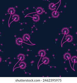 Dandelion for your design in abstract style. Abstract beautiful background. Natural background. Vector fabric texture. Floral seamless pattern in bloom. Modern art design.