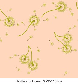 Pissenlit pour votre conception dans un style abstrait. Abstrait, joli arrière-plan. Arrière-plan naturel. Texture de tissu d'Image vectorielle. Motif floral harmonieux en fleur. Design d'art moderne.