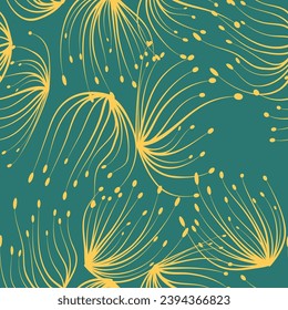 Dandelions in abstract style on light background. Beautiful abstract pattern with dandelions for decoration design.