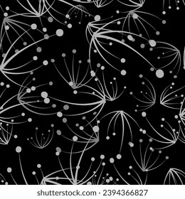 Dandelions in abstract style on light background. Beautiful abstract pattern with dandelions for decoration design.