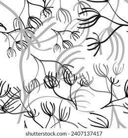 Dandelions in abstract style on light background. Beautiful abstract pattern with dandelions for decoration design.
