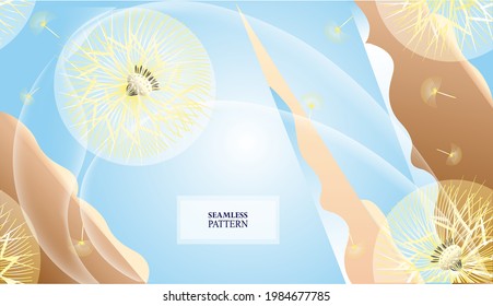 Dandelions against the blue sky. Abstract pattern.

