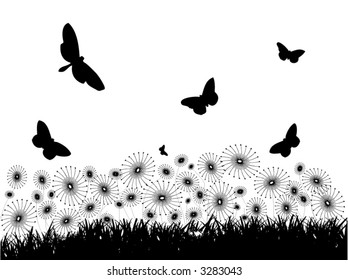 Dandelions with Butterflies