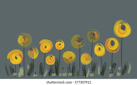 dandelions. floral pattern/vector illustration