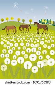Dandelions and horses