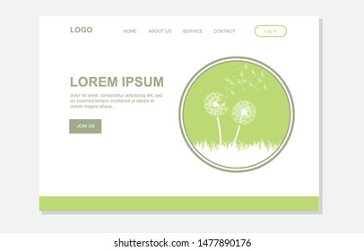 dandelions, illustrative  landing page template