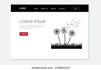 dandelions, illustrative  landing page template