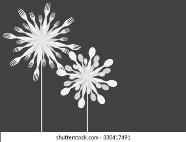 Dandelions made of forks and spoons vector.