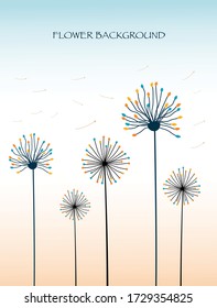 Dandelions on colored background. Vector illustration