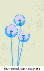 dandelions on grange background