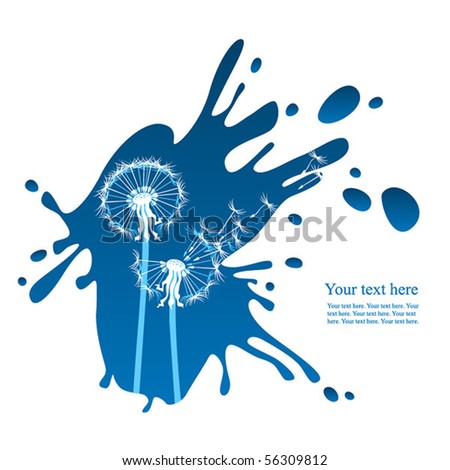 dandelions on grunge blue background
