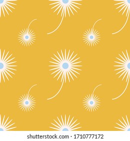 Dandelions on a yellow background. Pattern