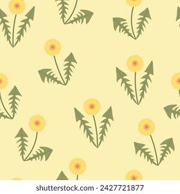 Dandelions seamless pattern. Floral seamless background. Can be used for textile and fabric print or wallpaper.