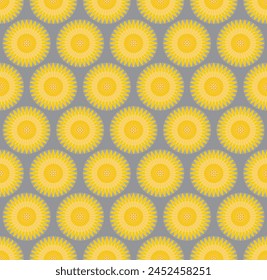 Dandelions. Seamless pattern of the flowers in geometric style