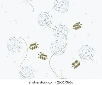 Dandelions in soft colors on the wind canvas.