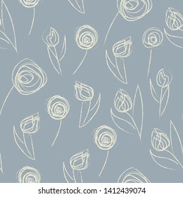 Dandelions and tulips - abstract vector seamless pattern. good for envelopes and for other types of prints