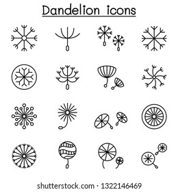 Dandelions vector icon set in thin line style