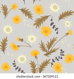 Dandelions. vector seamless background