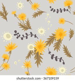 Dandelions. vector seamless background