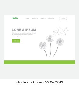 dandelions, white and green landing page template