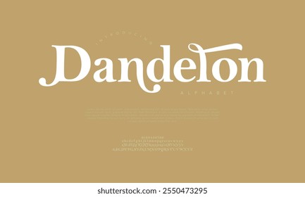 Dandelon tipografia beleza moda elegante minimalista serif italic fontes decorativo casamento vintage retro logos. Logotipo de fonte de luxo mínimo alfabeto. Ilustração vetorial