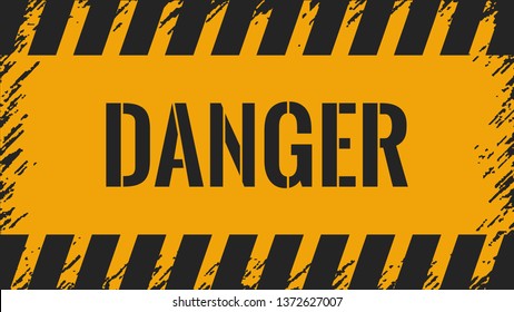 Dander wall yellow background .  Grunge danger sign . 