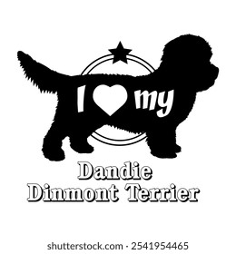 Dandie Dinmont Terrier. Hund Silhouette, ich liebe meinen Hund, Hund, Hunderassen, Logo, Vektor, Silhouette, Tier, Illustration, Symbol, Zeichen, schwarz, Haustier,