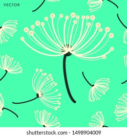 Dandilion Flower seamless pattern, Vector illustration design element