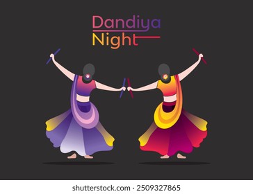 Dandiya and Garba Night poster for Navratri Dussehra festival of India.