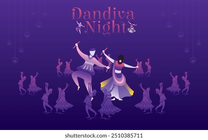 Cartaz de Dandiya and Garba Night para o festival Navratri Dussehra na Índia.