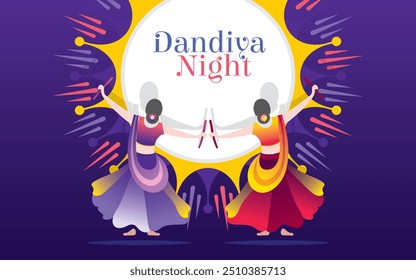 Dandiya and Garba Night poster for Navratri Dussehra festival of India.