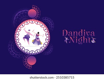 Dandiya and Garba Night poster for Navratri Dussehra festival of India.