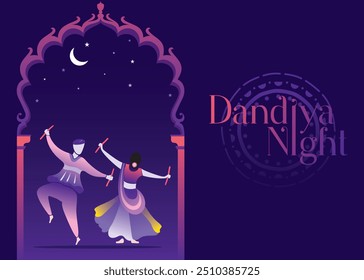 Dandiya and Garba Night poster for Navratri Dussehra festival of India.