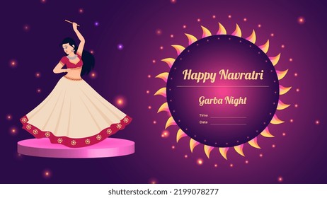 dandiya girl vector banner illustration, creative dandiya banner vector, Happy navratri. 