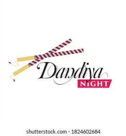 Dandiya Night Calligraphy with Dandiya Sticks - Illustration svg