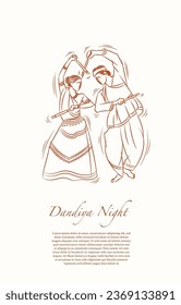 ilustración de dibujo de la línea nocturna dandiya para el festival