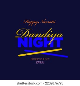 Dandiya night vector typograpgy unit with happy navratri greetings.