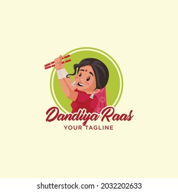 Dandiya raas Indian vector mascot logo template. svg