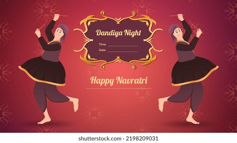  Dandiya vector banner, Happy Navratri.